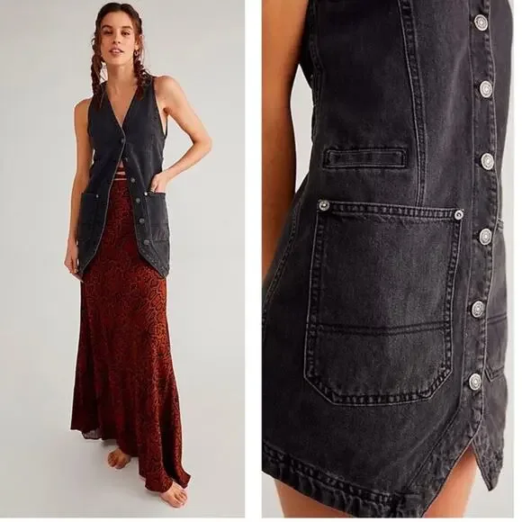 FP We The Free Women’s Out Of Office Vest Dress Return To Sender Washed Black XS - Picture 5 of 10